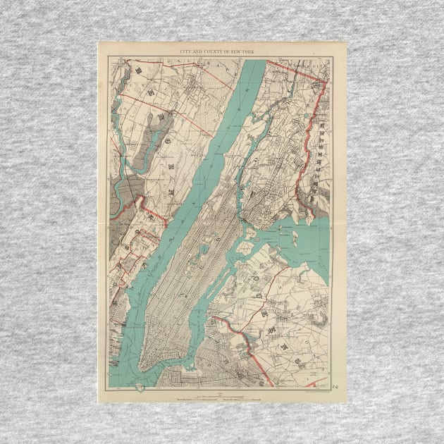 Vintage Map of New York City (1890) by Bravuramedia